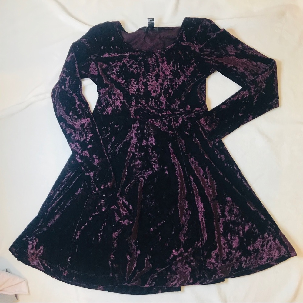 Purple Velvet Long Sleeve Dress